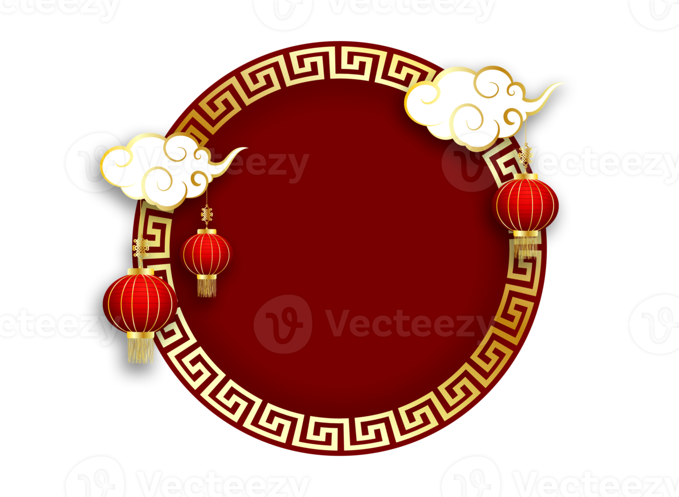 Chinese Style Round Frame Design png