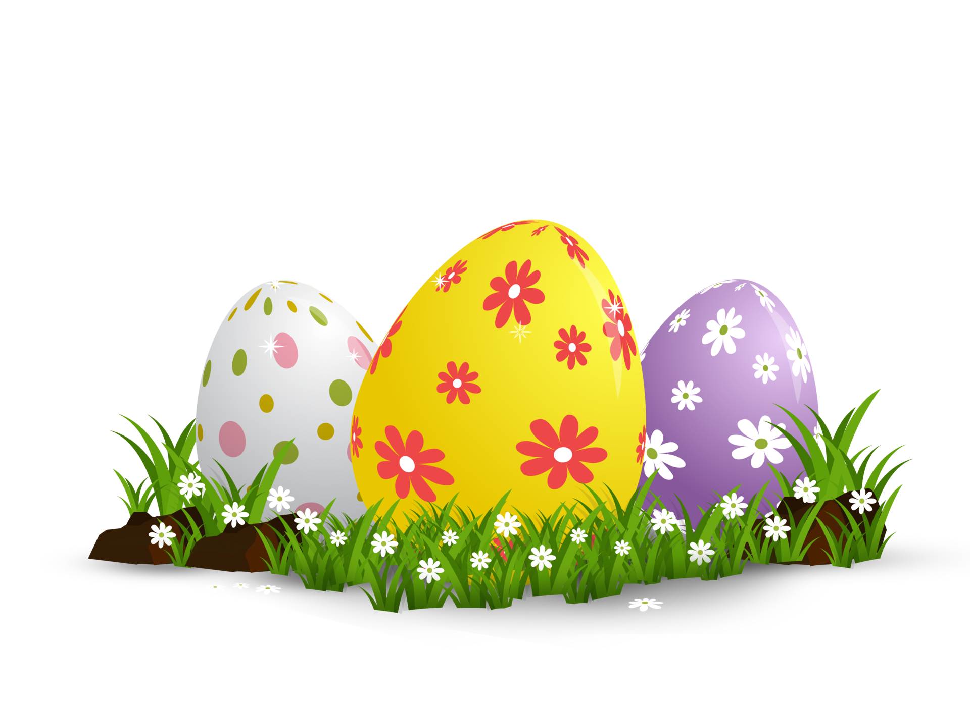 Free Easter eggs on grass 8489747 PNG with Transparent Background