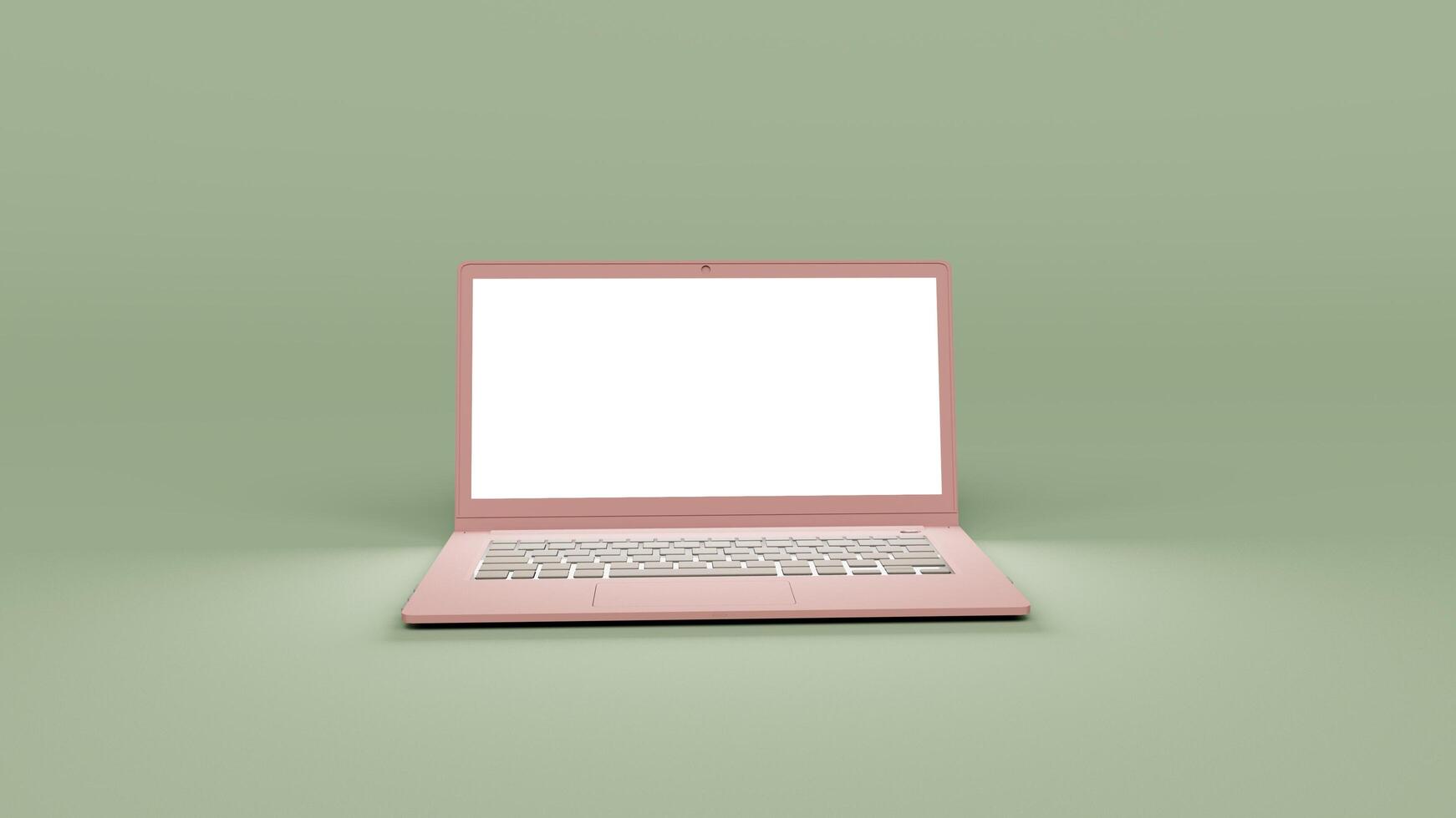 laptop with white screen 3d render illustration with background photo