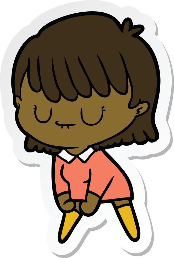 sticker of a cartoon woman vector