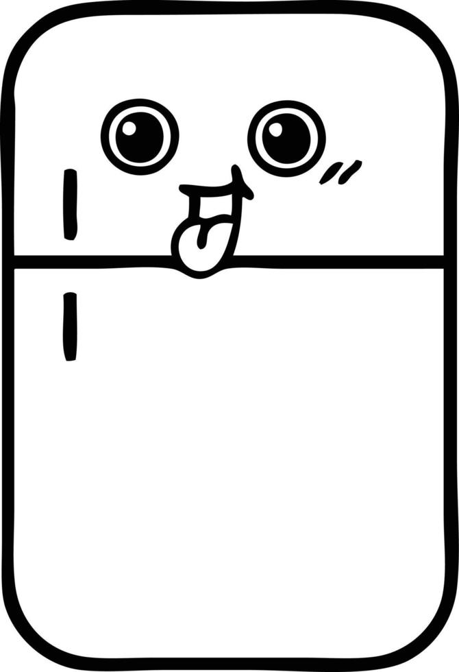 line drawing cartoon fridge freezer vector