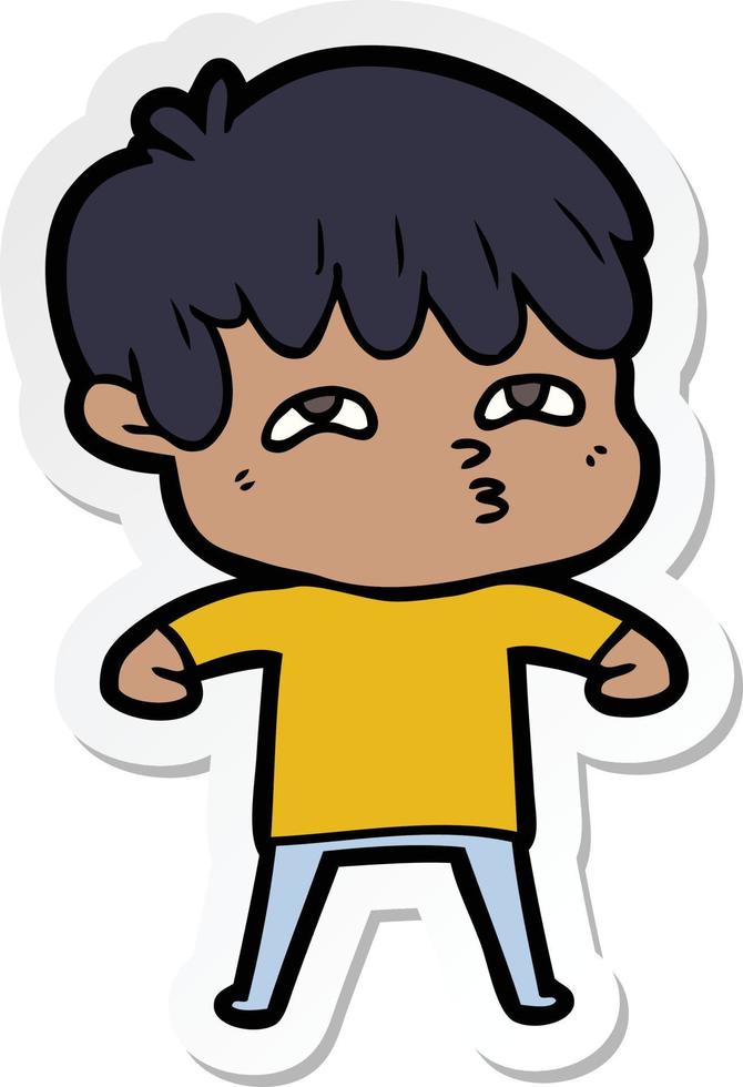 sticker of a cartoon curious man vector