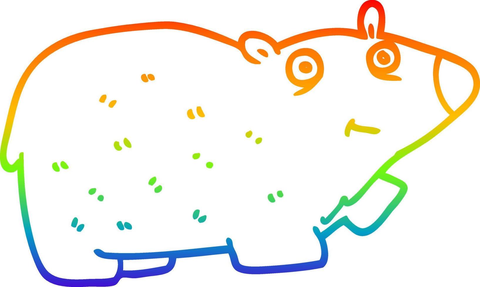 dibujo de línea de gradiente de arco iris oso polar de dibujos animados vector