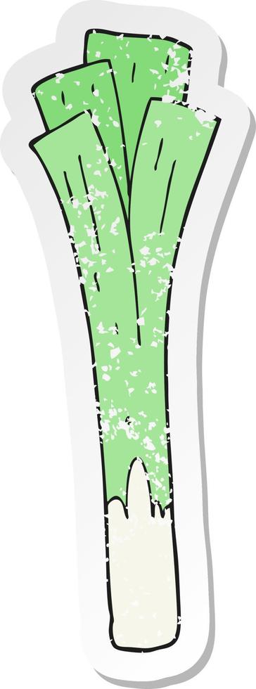 distressed sticker of a cartoon leeks vector