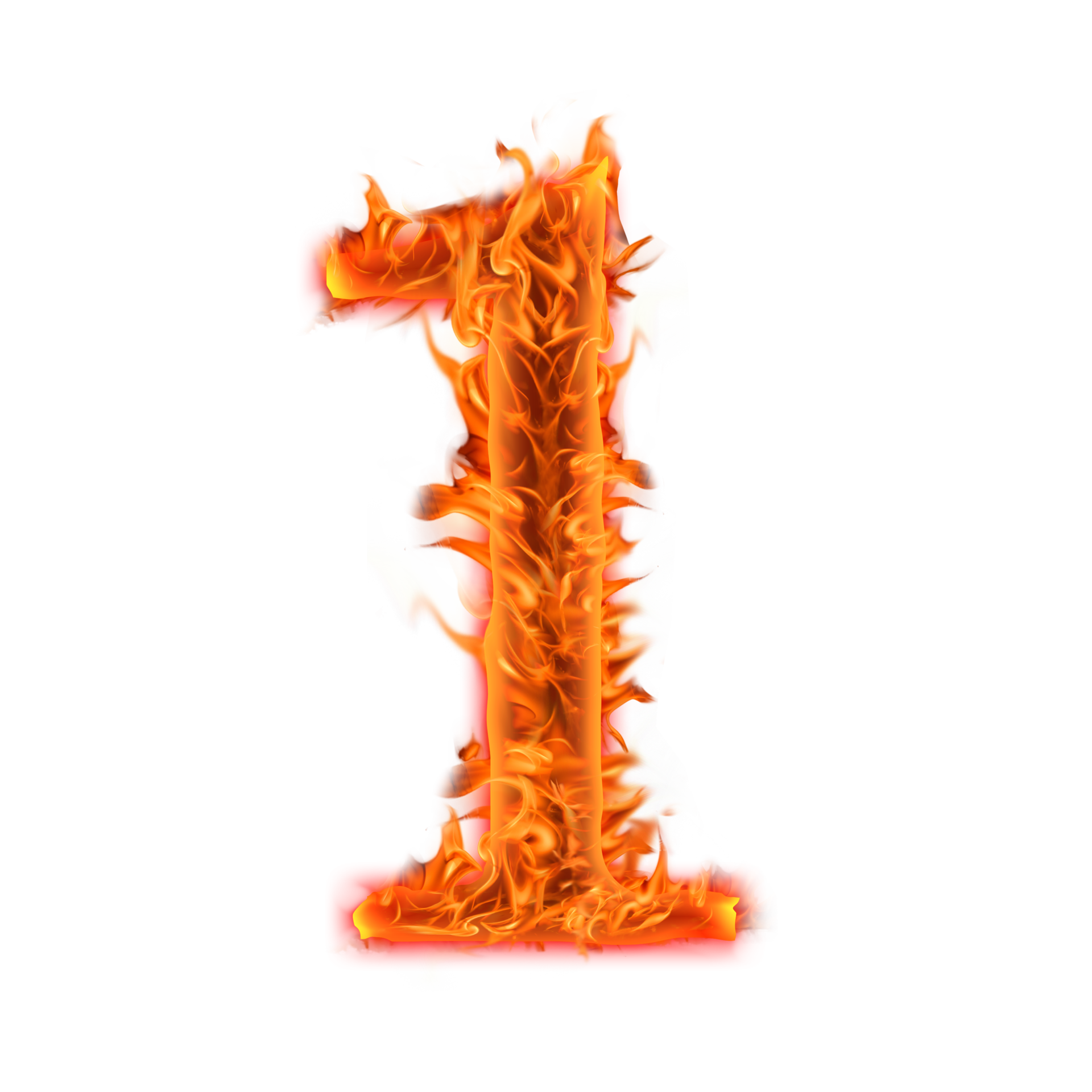 1, Number one Fire Letters icon design 8489850 PNG