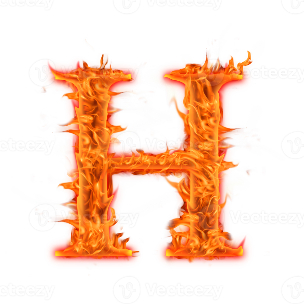 diseño de icono de letras del alfabeto de fuego h mayúscula png
