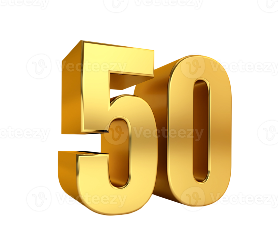 fifty, 3d golden number 50, anniversary, birthday, price png