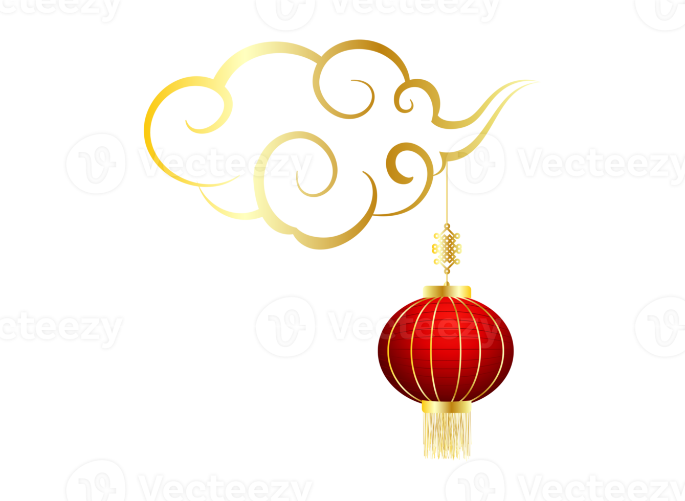 Chinese new year lanterns and cloud png