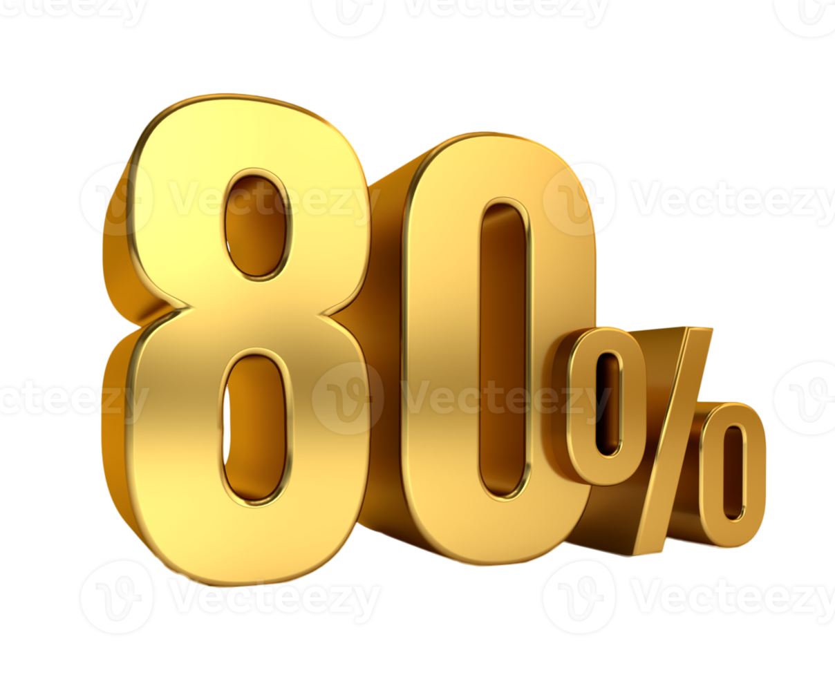 80 por ciento de descuento. en venta. Gran oferta. ochenta porciento. texto 3d png