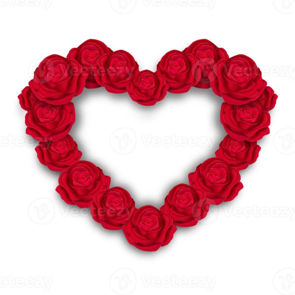 Valentijnsdag hart gemaakt van rode rozen png