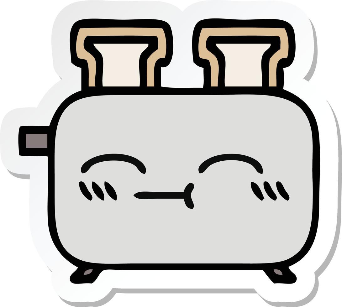 sticker of a cute cartoon of a toaster vector