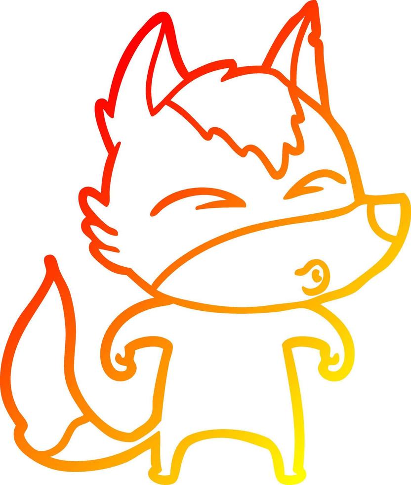 warm gradient line drawing cartoon wolf whistling vector