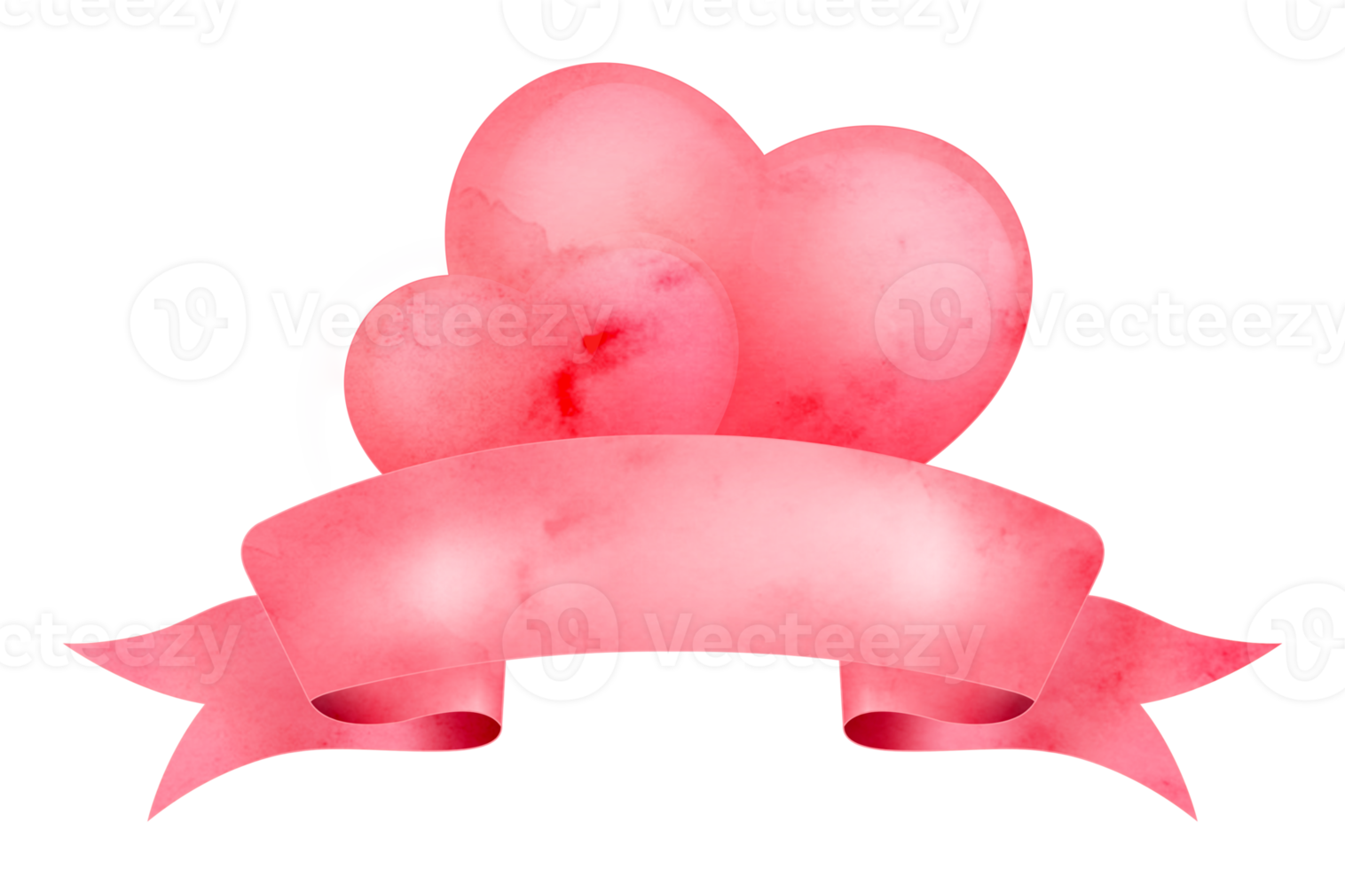 Aquarell rot-rosa Herzchen mit Schleife png