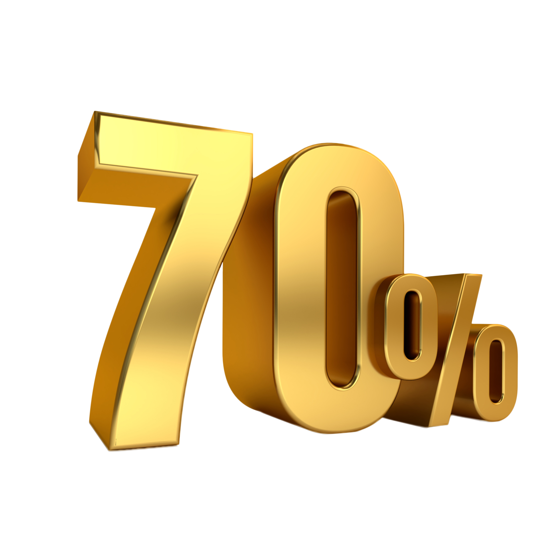 70 percent off. On sale. Great deal. seventy percent. 3D text 8490010 PNG