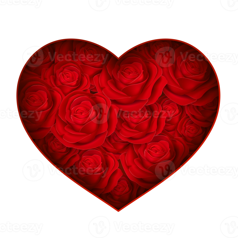Valentijnsdag hart gemaakt van rode rozen png