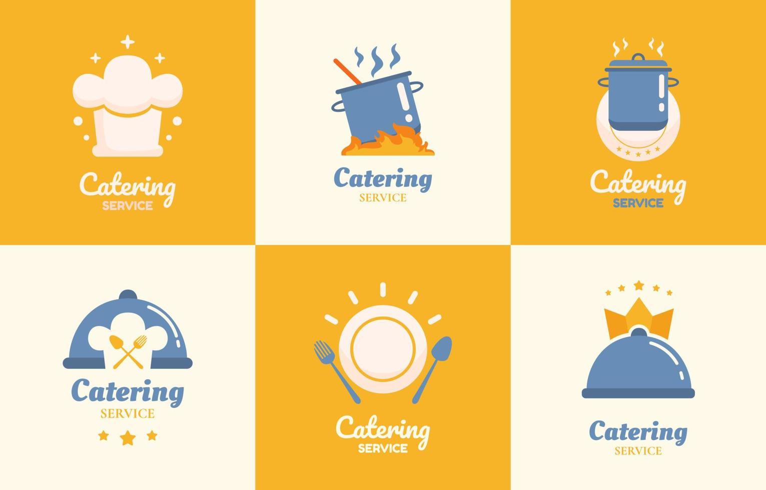 lindo conjunto de logotipo plano de catering naranja vector