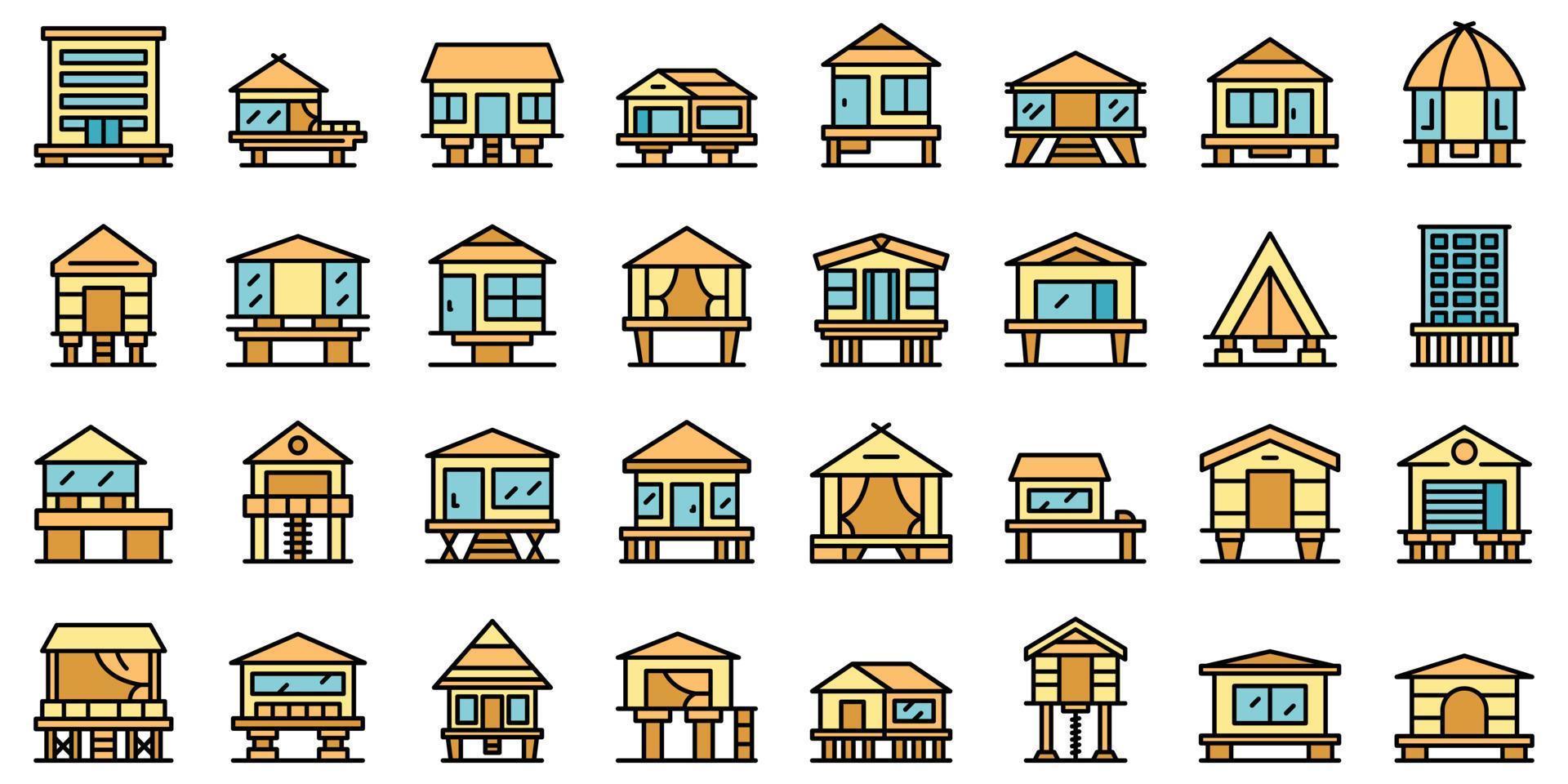 Stilt icons set vector flat