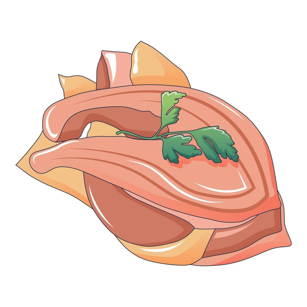 icono de pieza de atún, estilo de dibujos animados vector