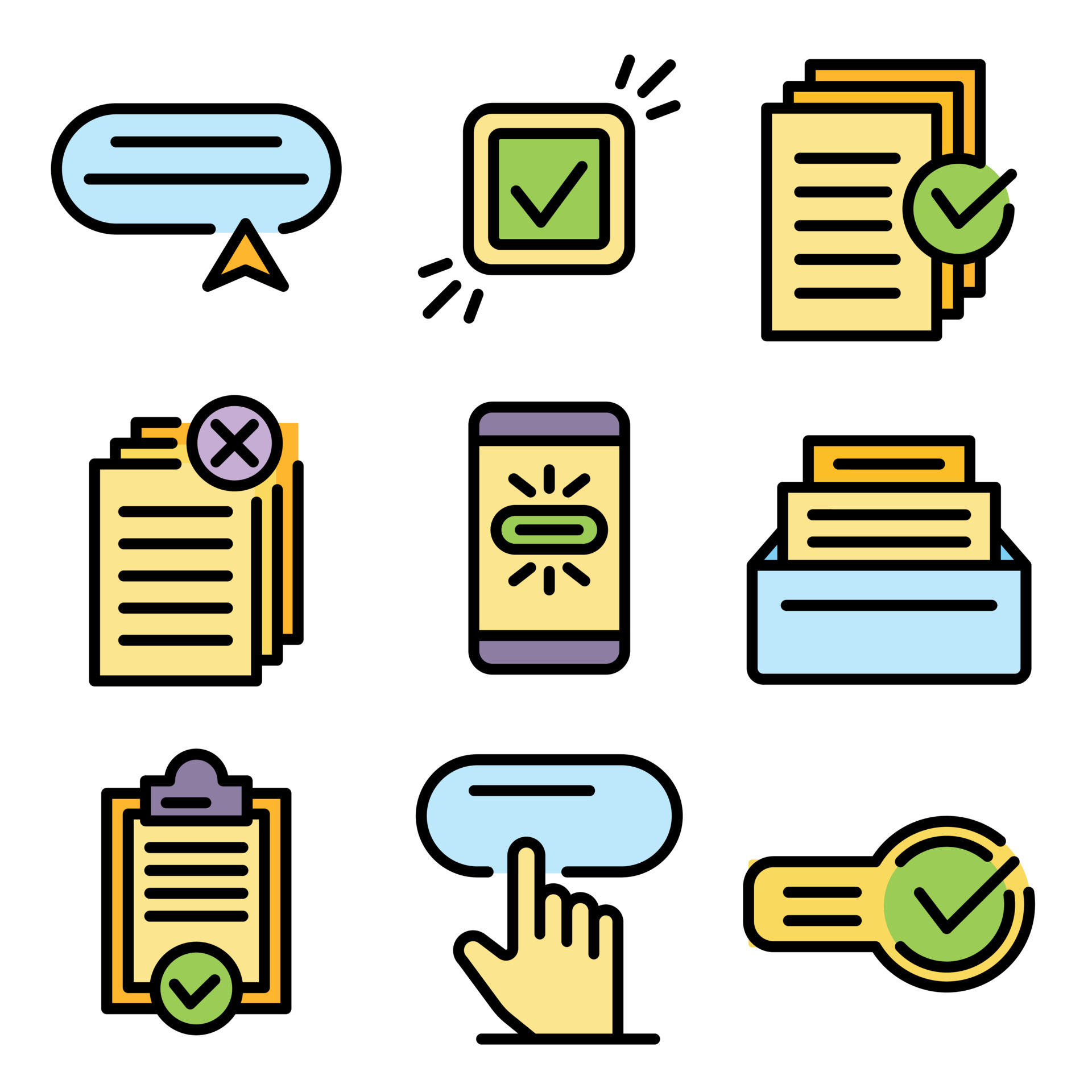 Request icons set vector flat 8490098 Vector Art at Vecteezy