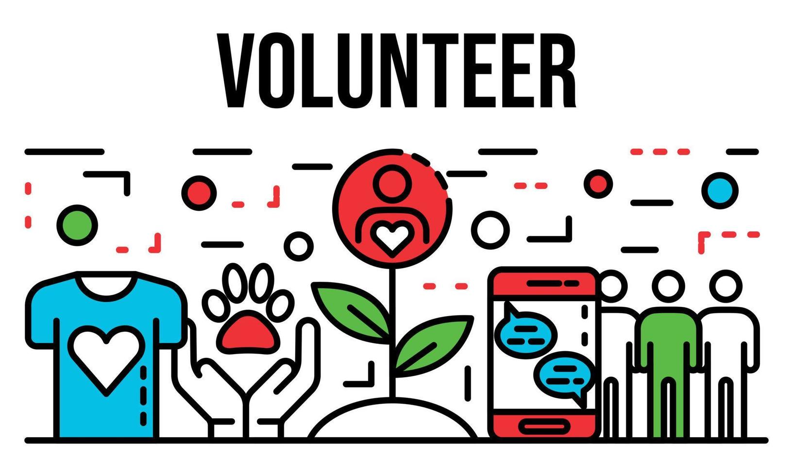 Volunteer banner, outline style vector