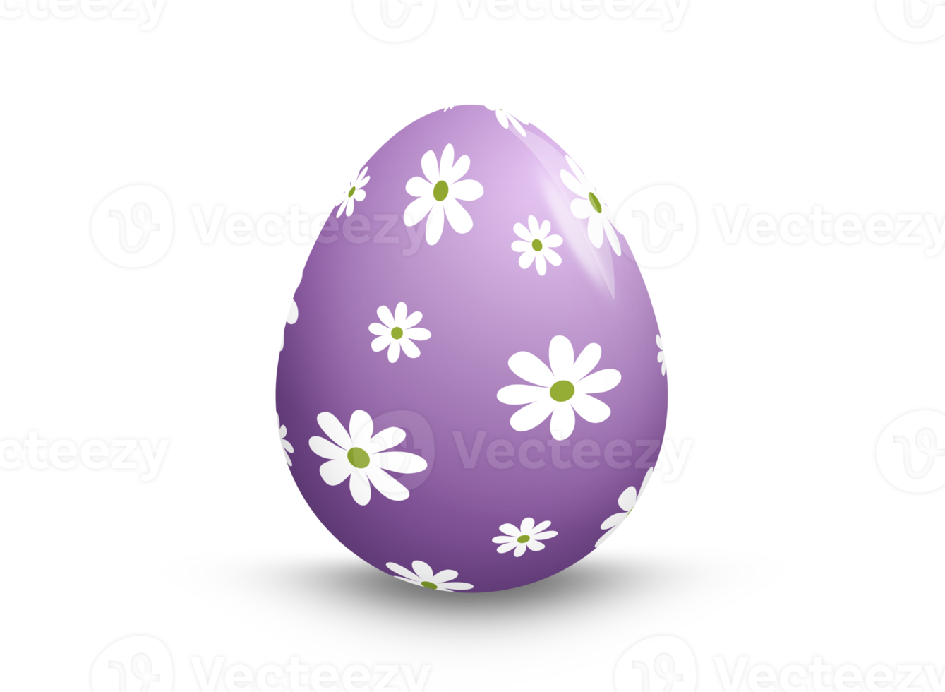 Purple Easter egg with white flower pattern png