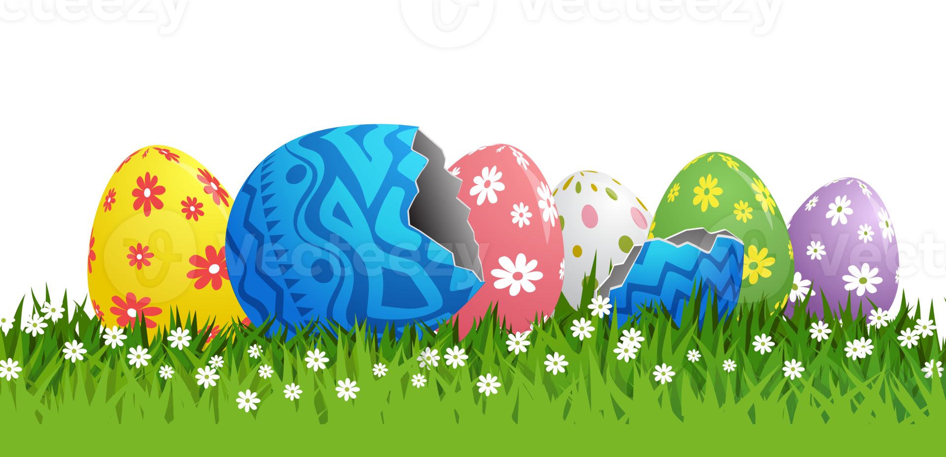 Easter eggs on grass png