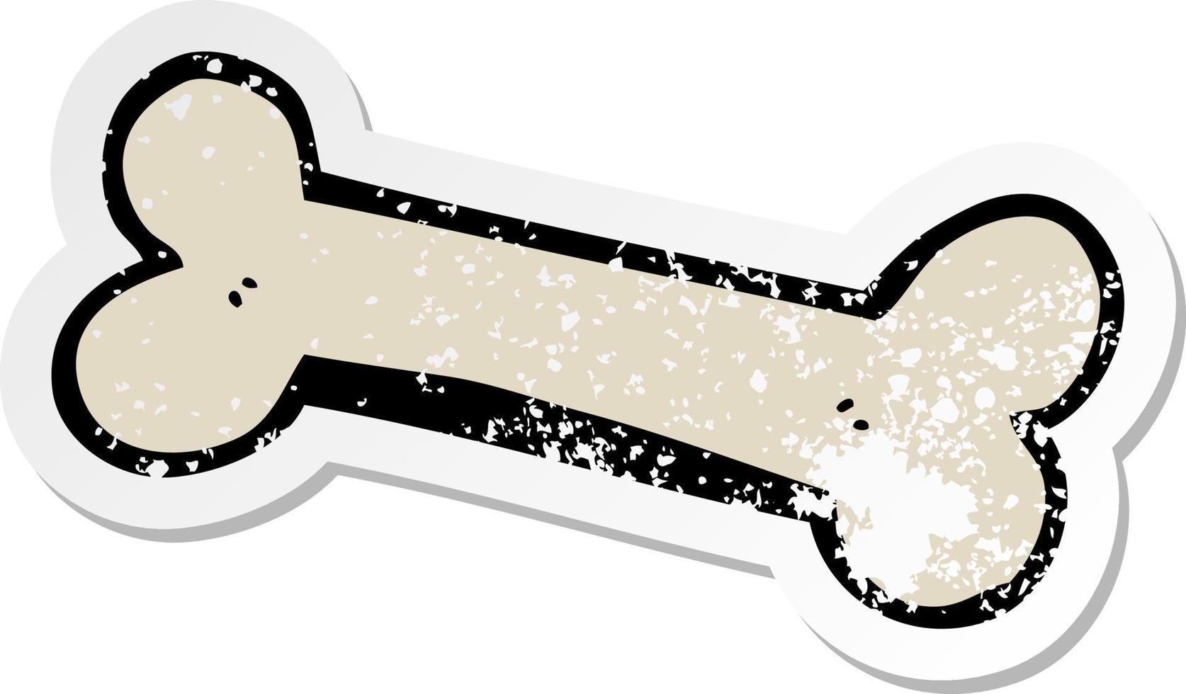 distressed sticker of a cartoon bone vector