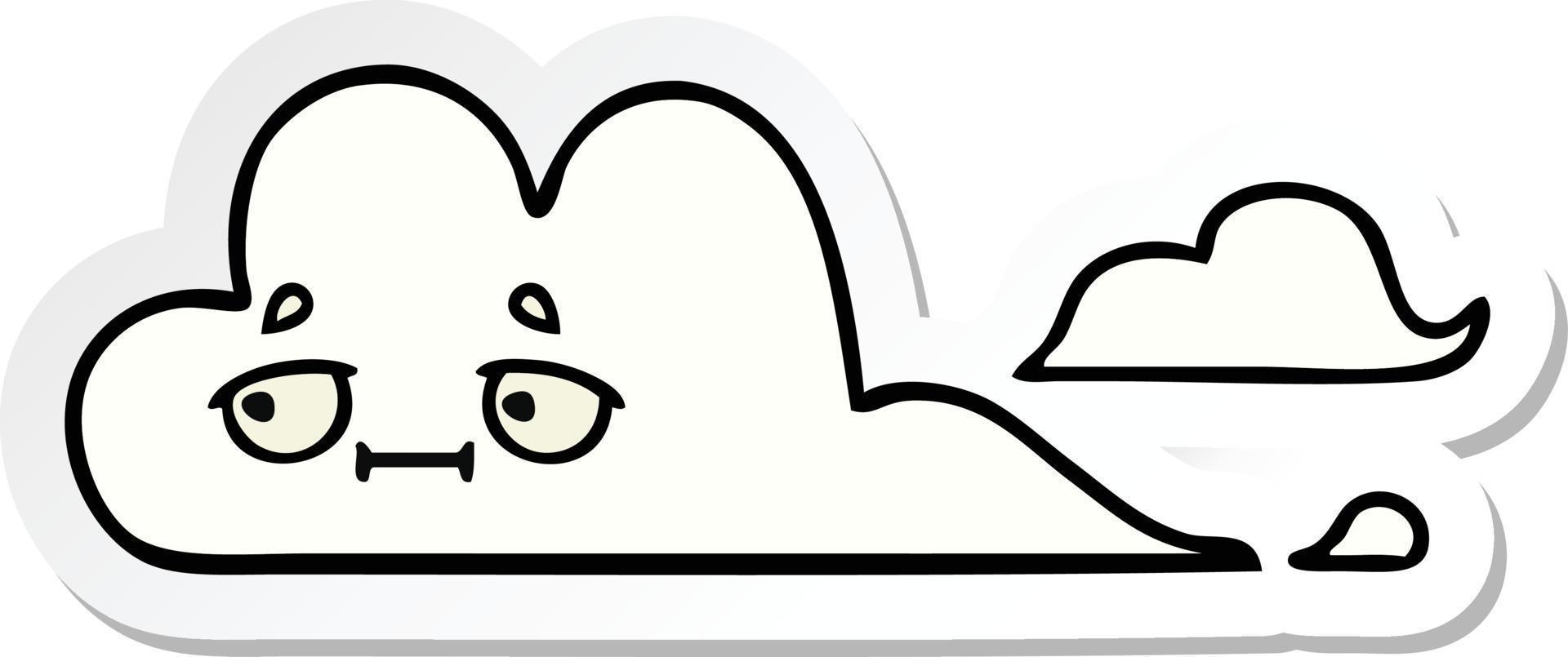 sticker of a cute cartoon white cloud vector