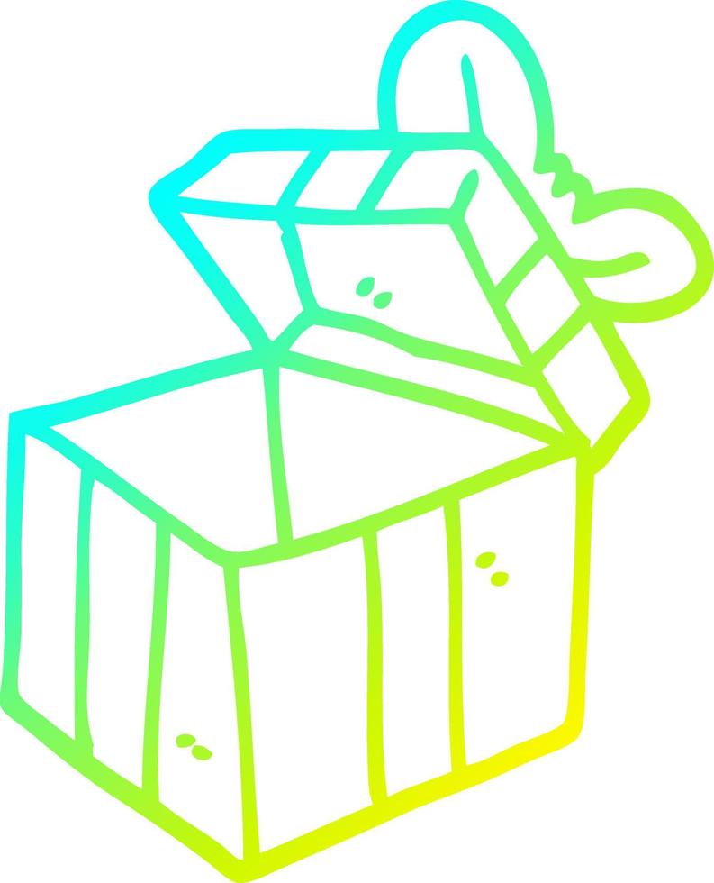 cold gradient line drawing cartoon open gift box vector