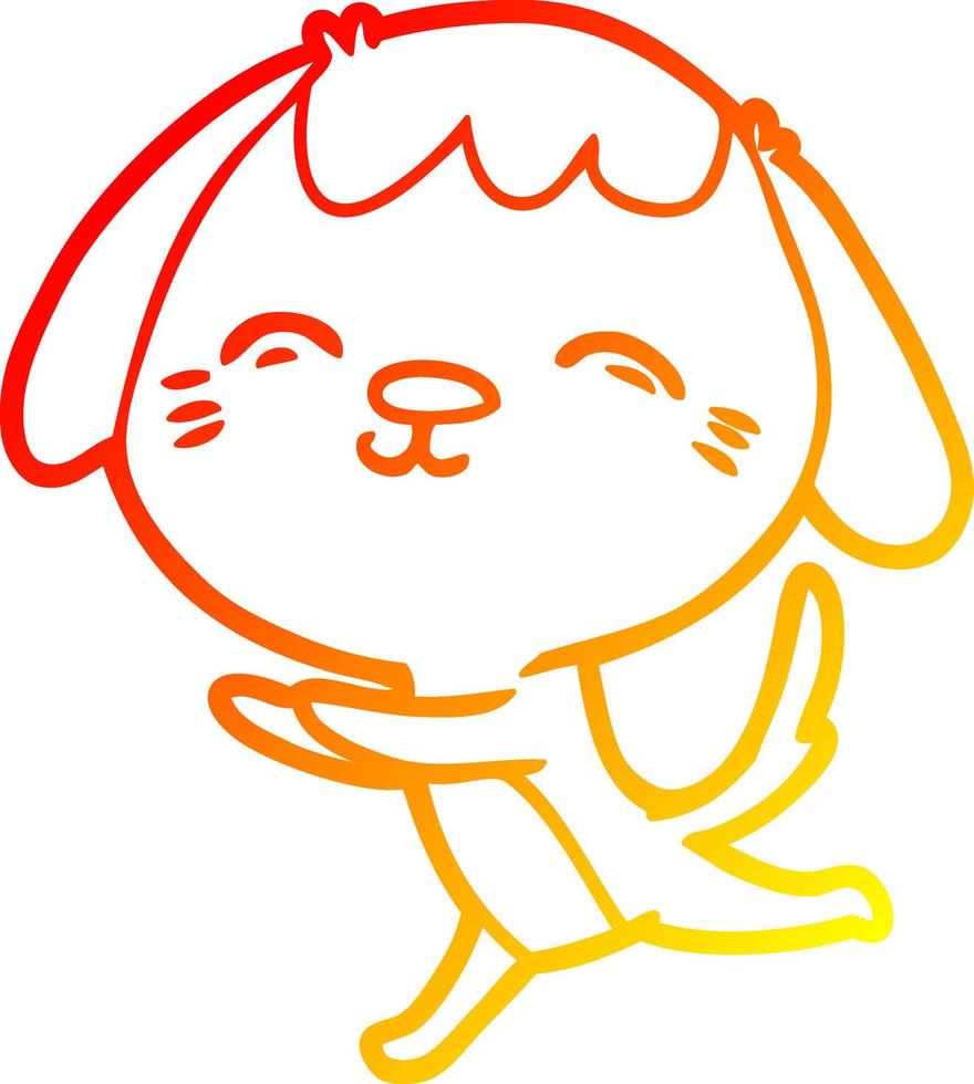 warm gradient line drawing happy cartoon dog vector