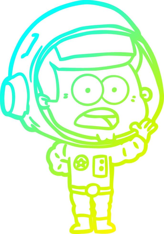 cold gradient line drawing cartoon surprised astronaut vector
