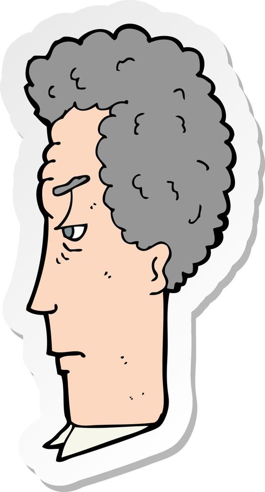 sticker of a cartoon grey haired man vector