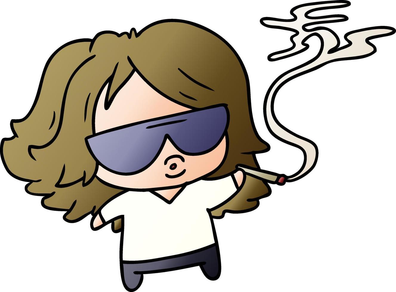 gradient cartoon cute kawaii smoking a joint vector