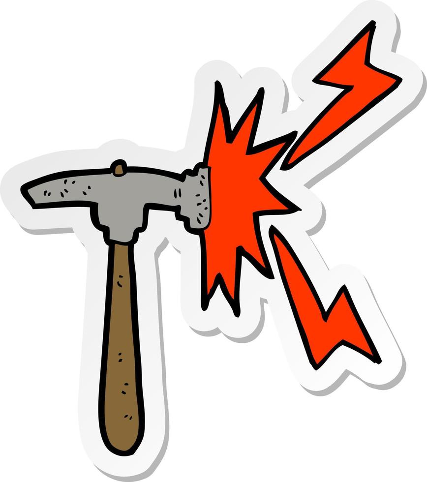 sticker of a cartoon hammer vector