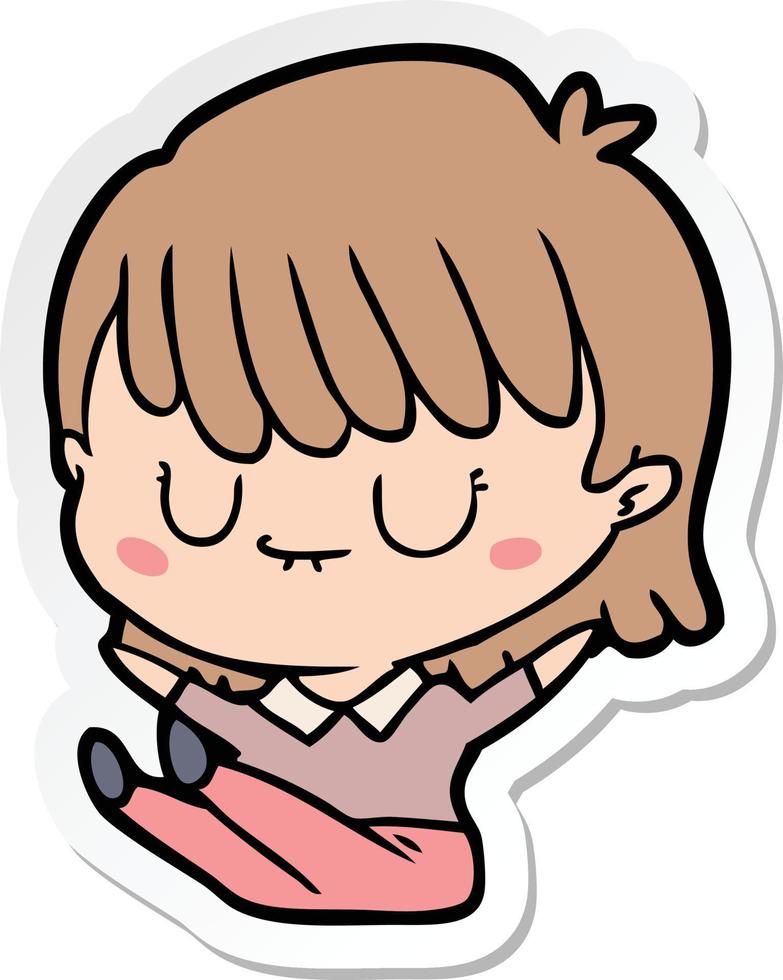 sticker of a cartoon woman vector