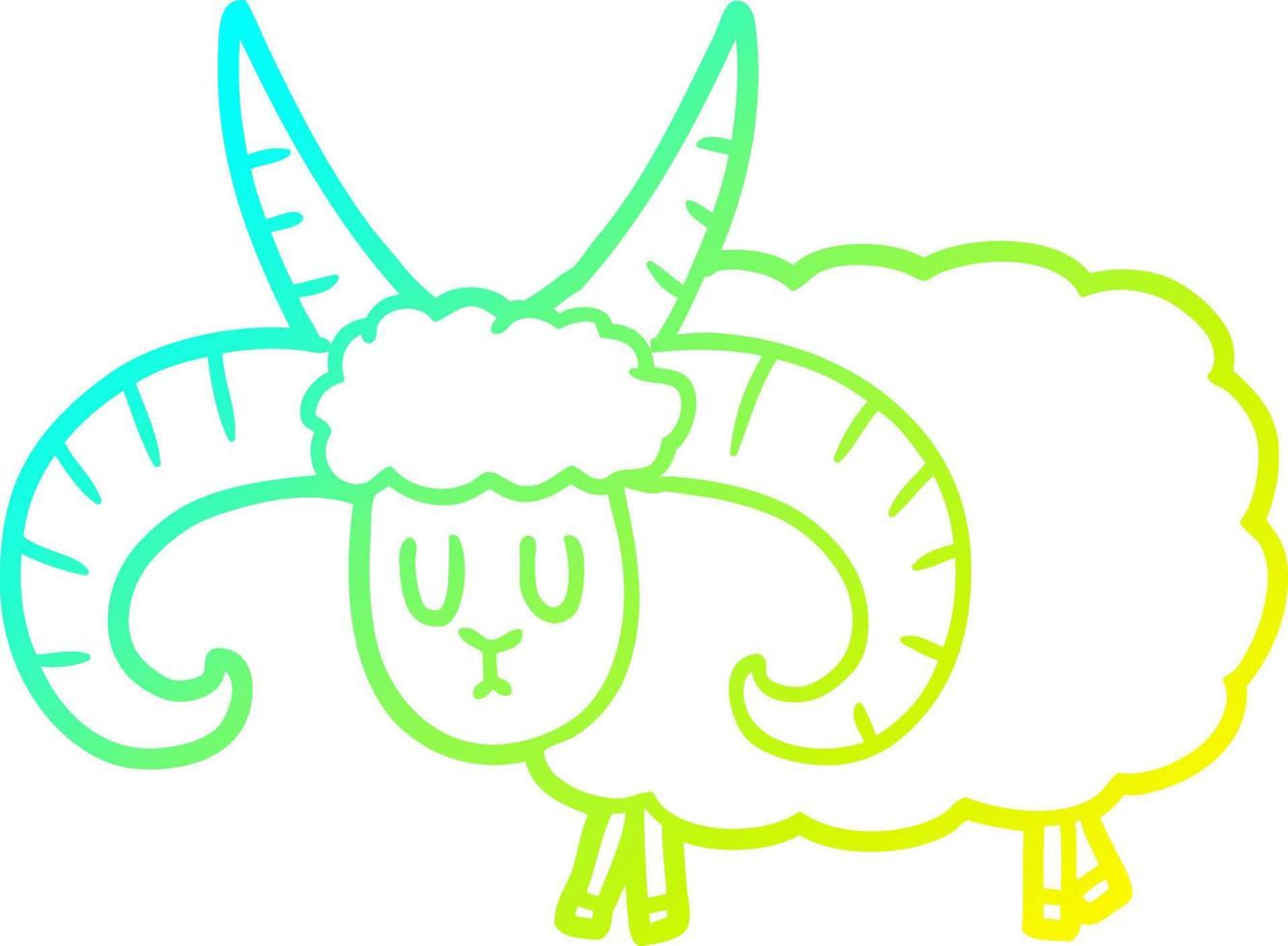 cold gradient line drawing cartoon long horned ram vector