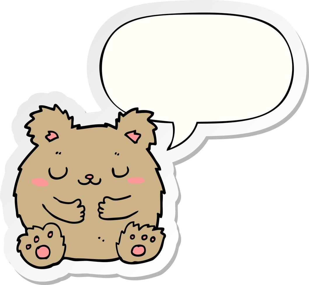 cute cartoon bear and speech bubble sticker vector