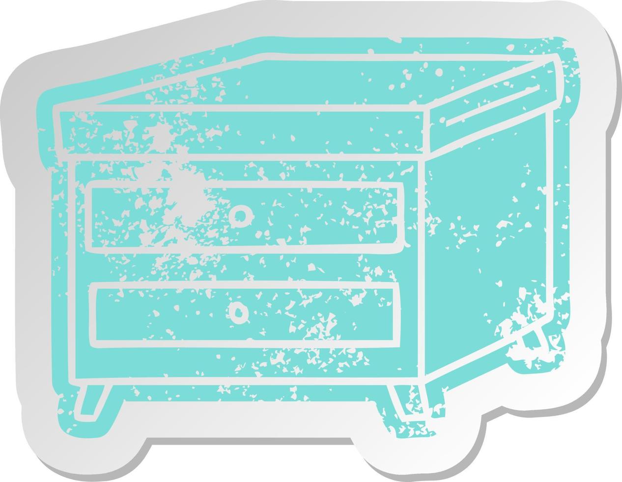 distressed old sticker of a bedside table vector