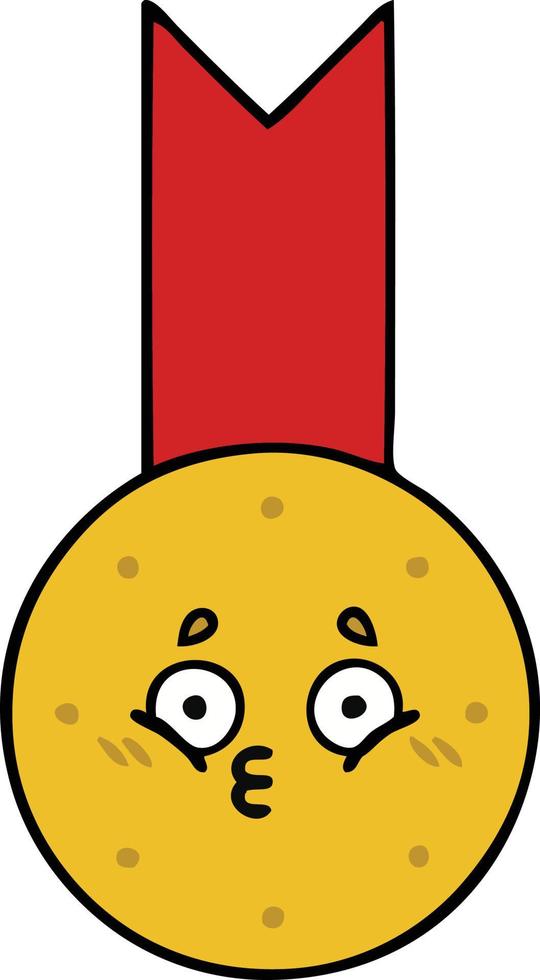 cute cartoon gold medal vector