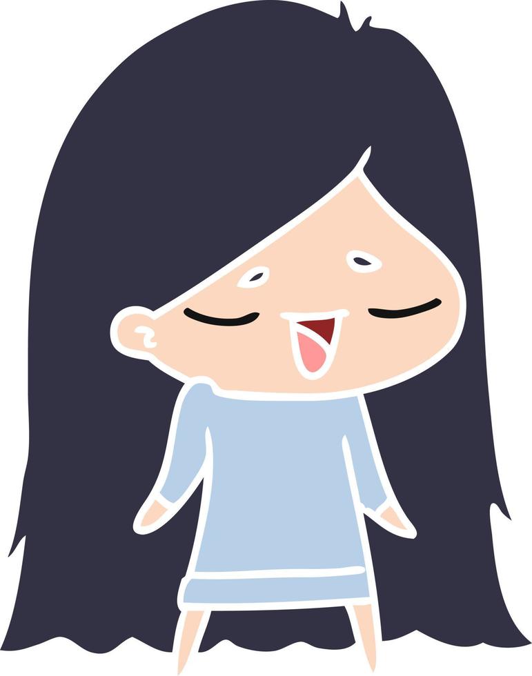 cartoon of cute kawaii long haired girl vector