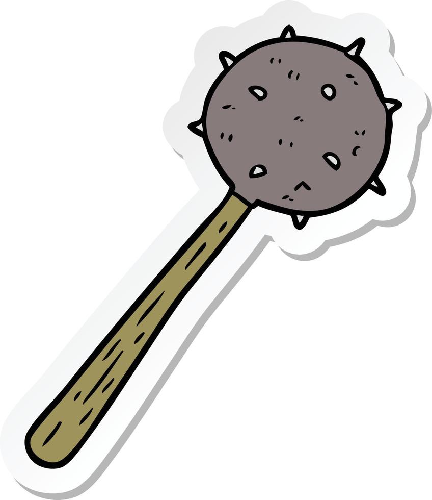 sticker of a cartoon mace vector