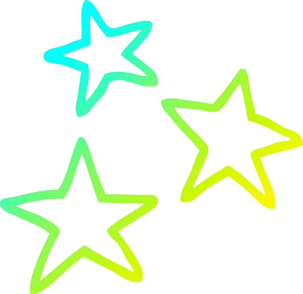 cold gradient line drawing cartoon star symbols vector