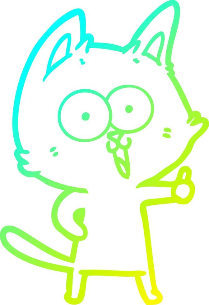 cold gradient line drawing funny cartoon cat vector