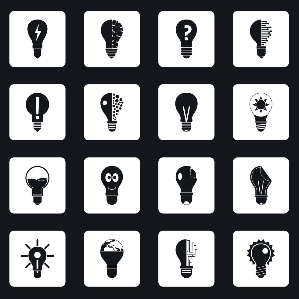 Lamp logo icons set squares vector