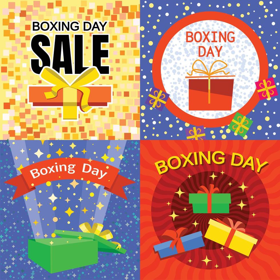 Boxing Day banner set, flat style vector