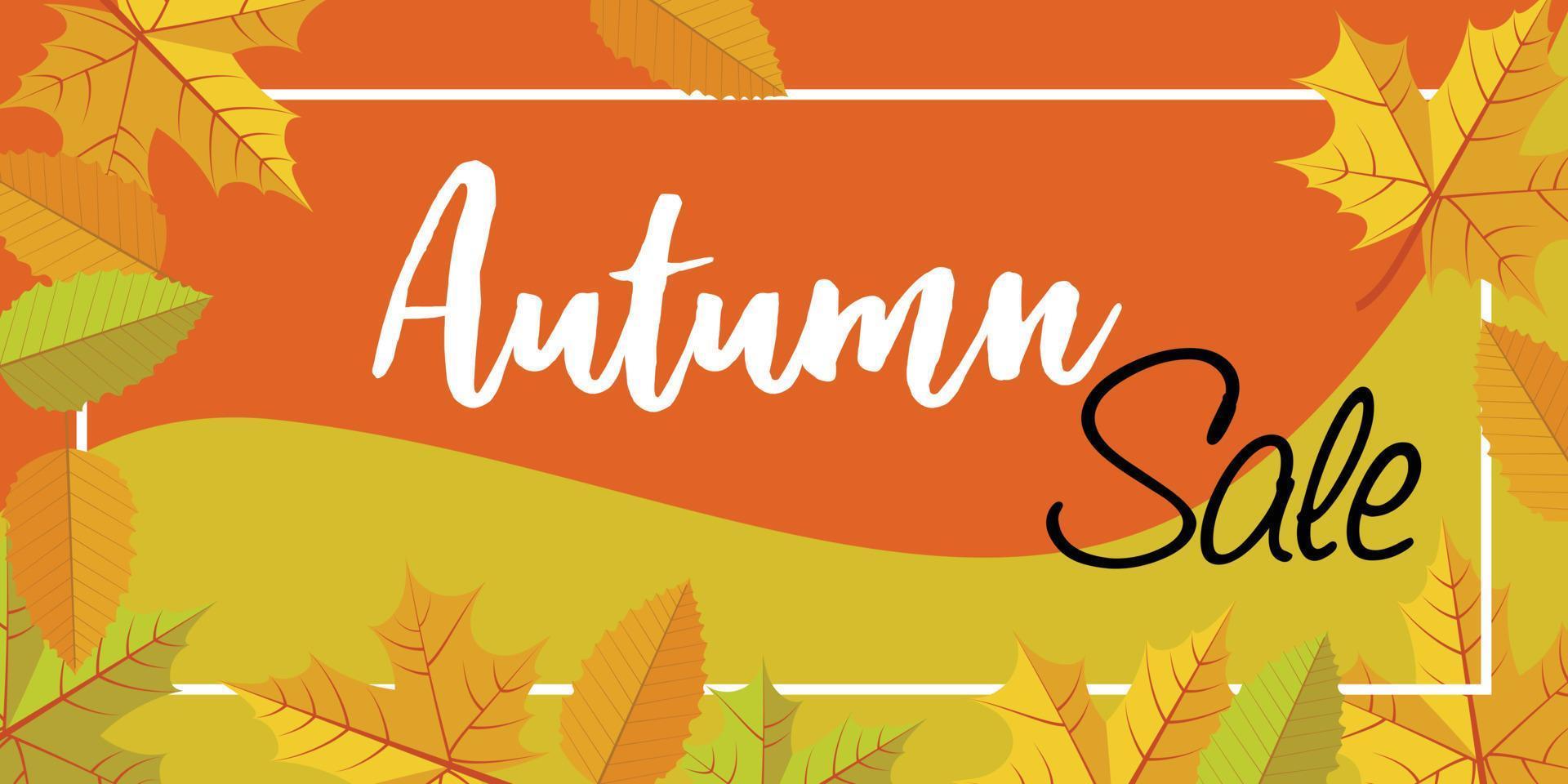 Autumn sale banner horizontal, flat style vector