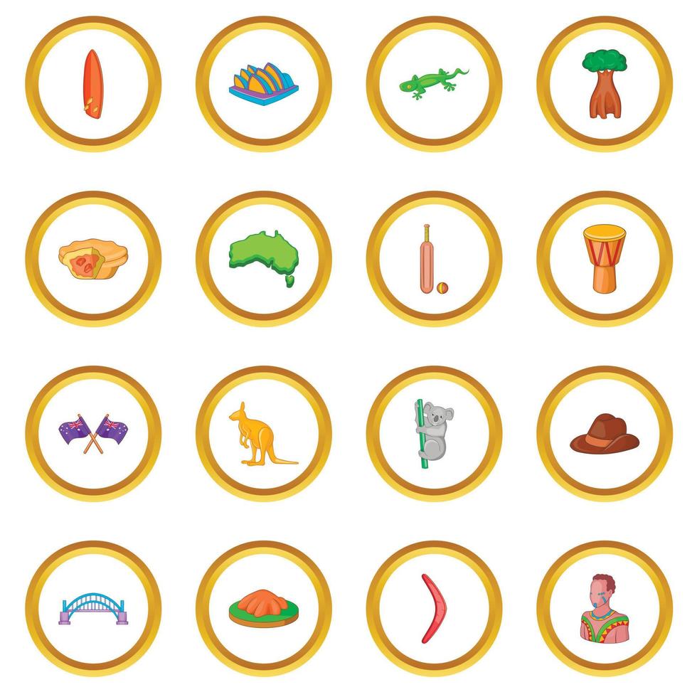 Australia travel icons circle vector