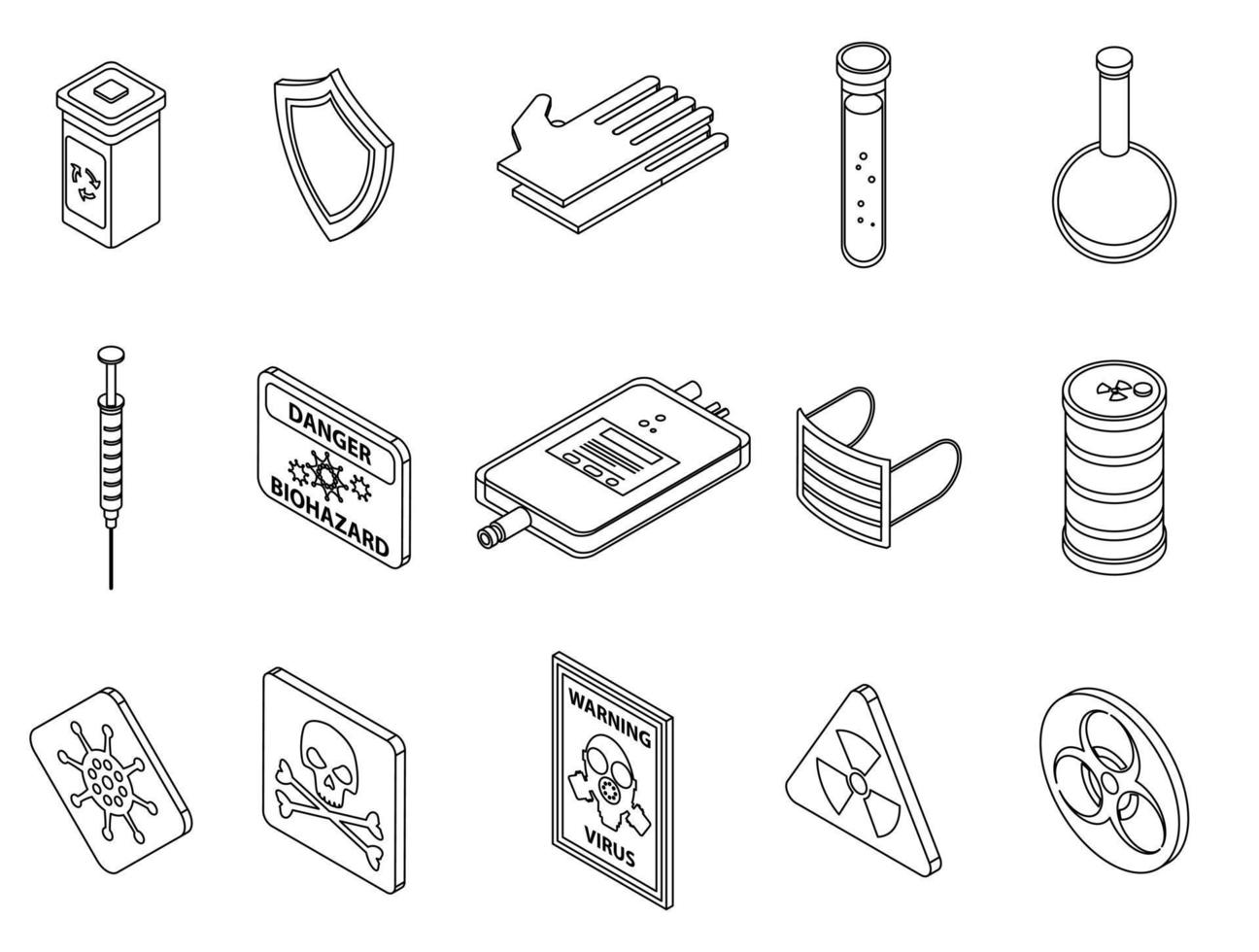 Biohazard icons set vector outine
