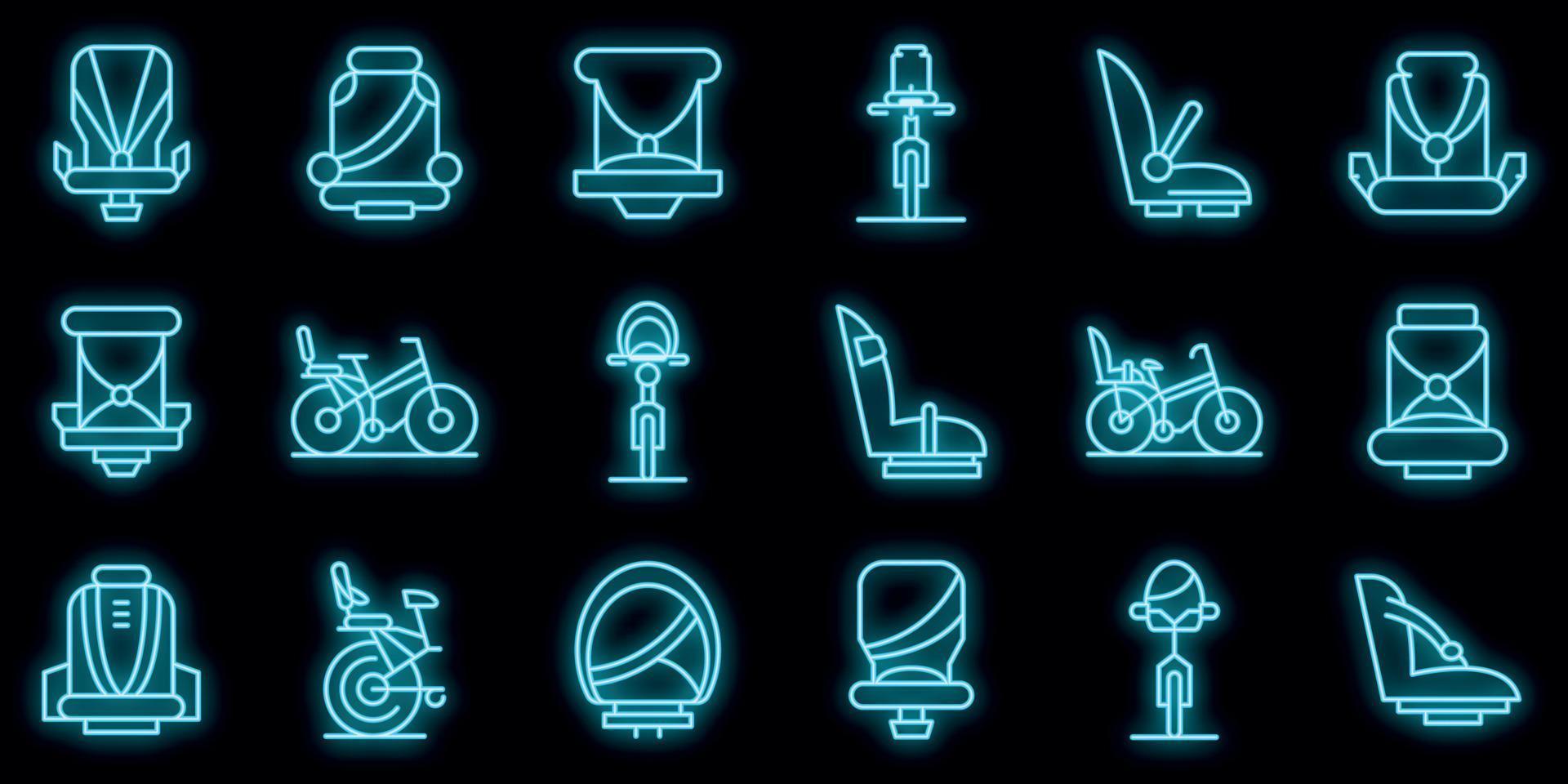 Child seat bike icons set vector neon