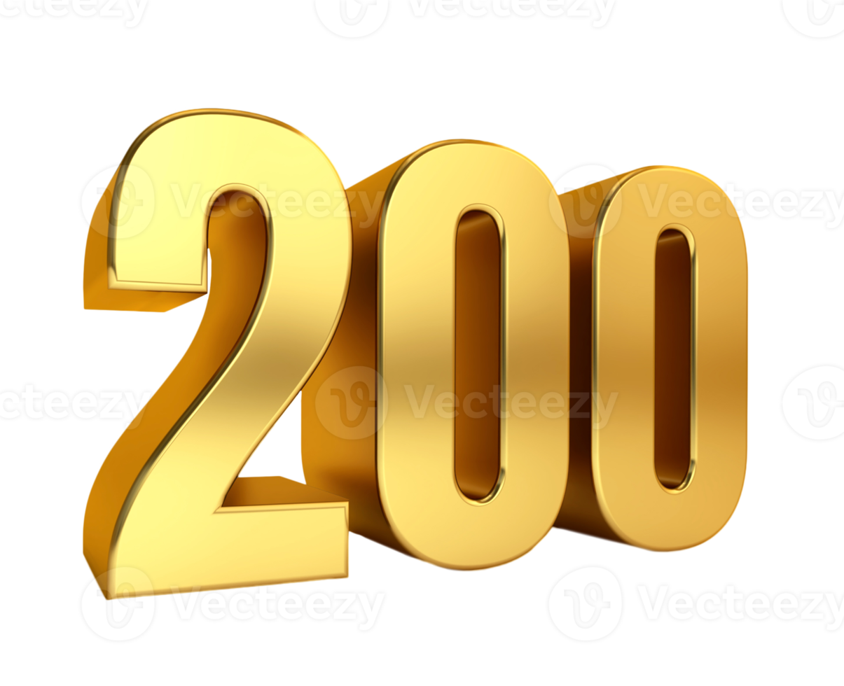 two hundred, golden number 200,anniversary,birthday, price png